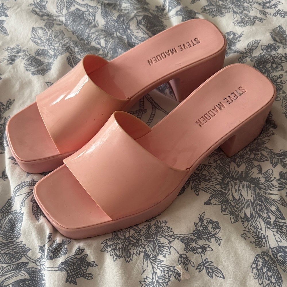 Steve Madden Harlin Pink Jelly Heeled Sandals Y2K